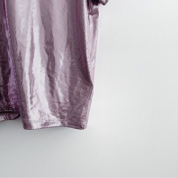 H&M Glittery Top Pink Dots Short Sleeve Wide Boxy Women's M - Picture 3 of 8